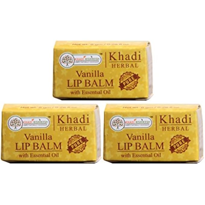 KHADI RISHIKESH HERBAL VANILLA LIP BALM COMBO SET PACK OF - 8GM X 3 (24GM) - Image 1